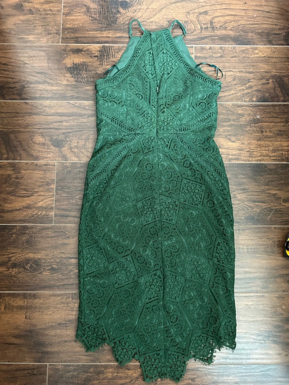 Green Lace Halter Sheath Dress